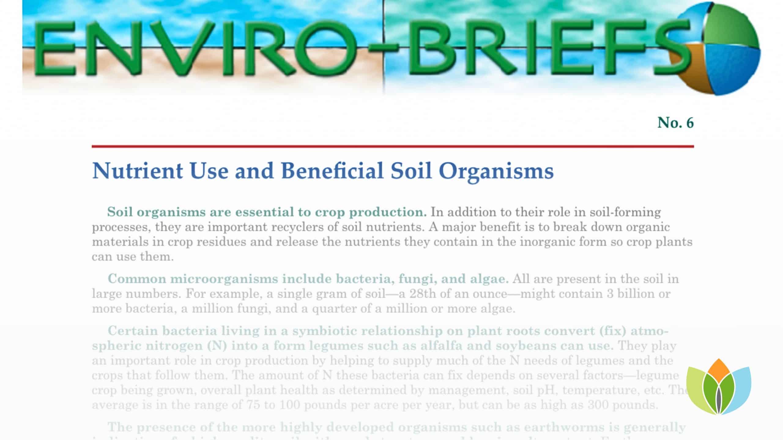 Nutrient Use and Beneficial Soil Organisms